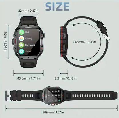 Reloj inteligente Smartwatch Qx11 Sport Militar Gris Oscuro Negro
