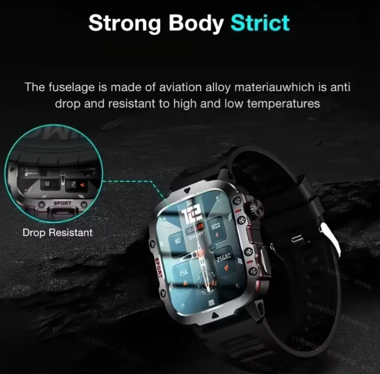 Reloj inteligente Smartwatch Qx11 Sport Militar Gris Oscuro Negro