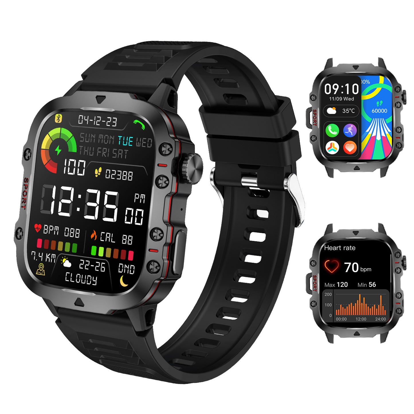 Reloj inteligente Smartwatch Qx11 Sport Militar Gris Oscuro Negro
